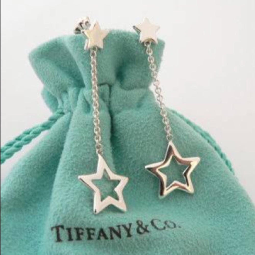 Tiffany & Co Sterling Silver Star Dangle Earrings